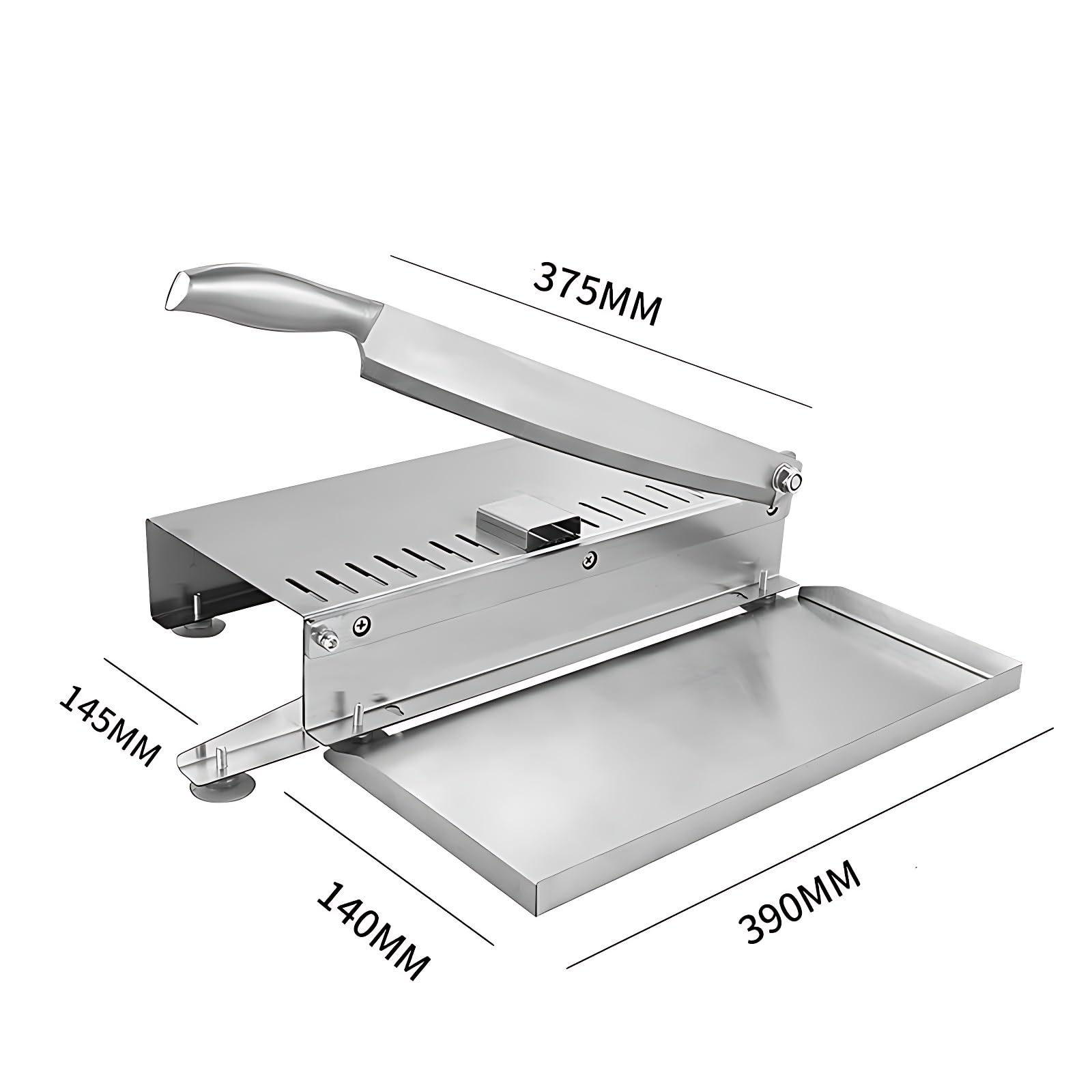 Machine Manuelle de scie à os de Viande, Hachoir à Viande de côtes en Acier Inoxydable avec déflecteur et Tapis antidérapant, Machine de Guillotine de Viande de coupeur de Viande Commerciale 375mm
