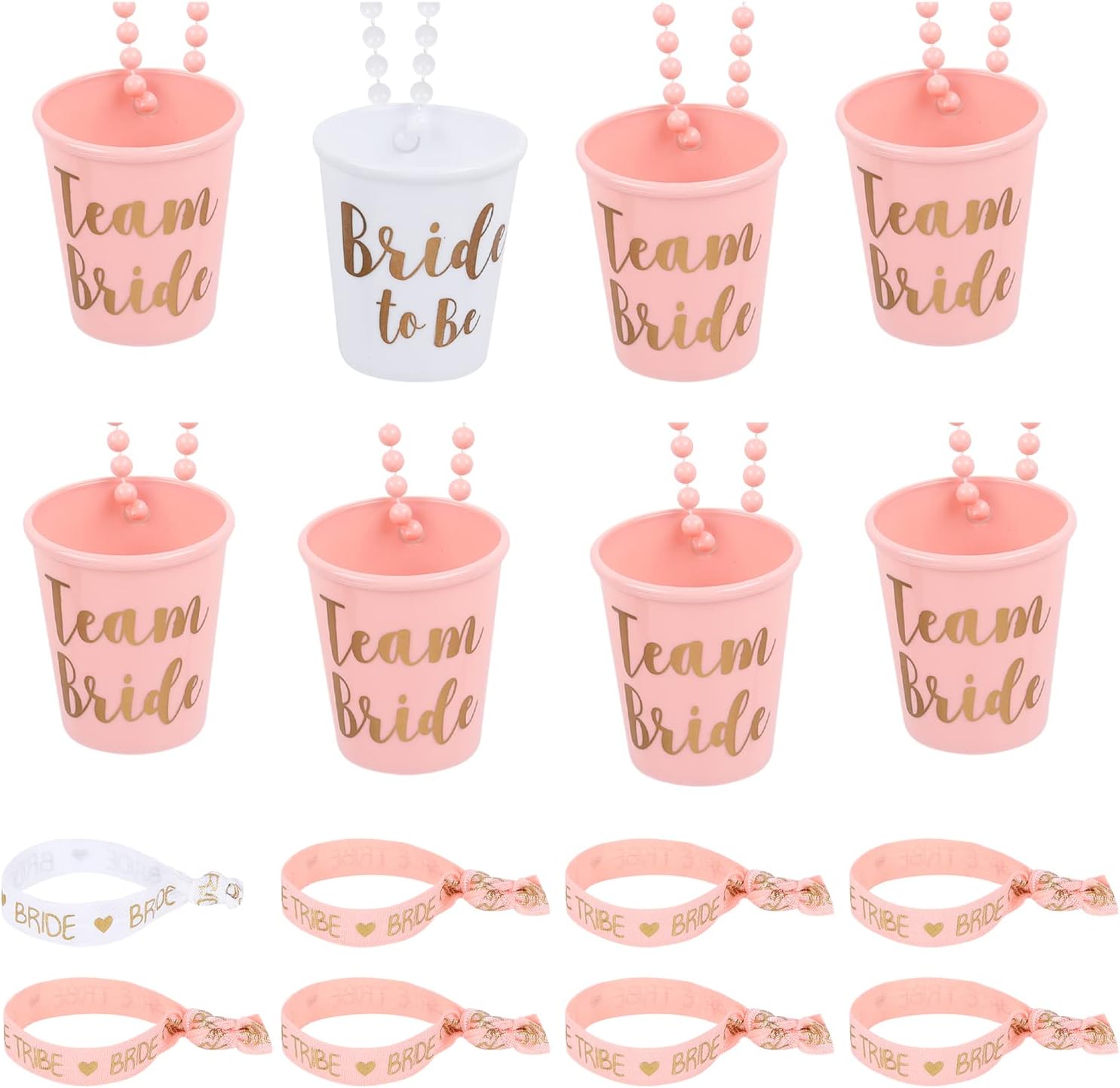 8Pcs Bridal Plastic Shot Glass for Hanging, Shot Glasses with Chain and