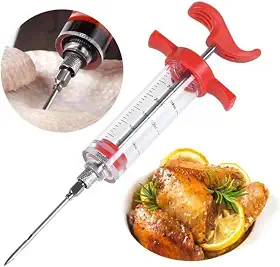 Seringa Culinária Injetora De Temperos Recheio Para Carnes Frangos Costela Carneiro 30 ml | Injeção de Líquidos | Molhos | Agulha Em Aço Inoxidável