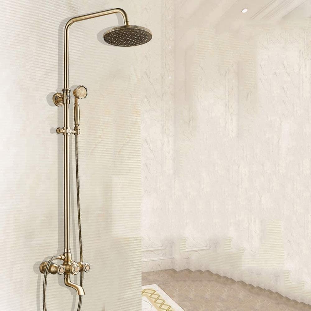 Système de douche 10 pouces or en cuivre avec mitigeur de douche