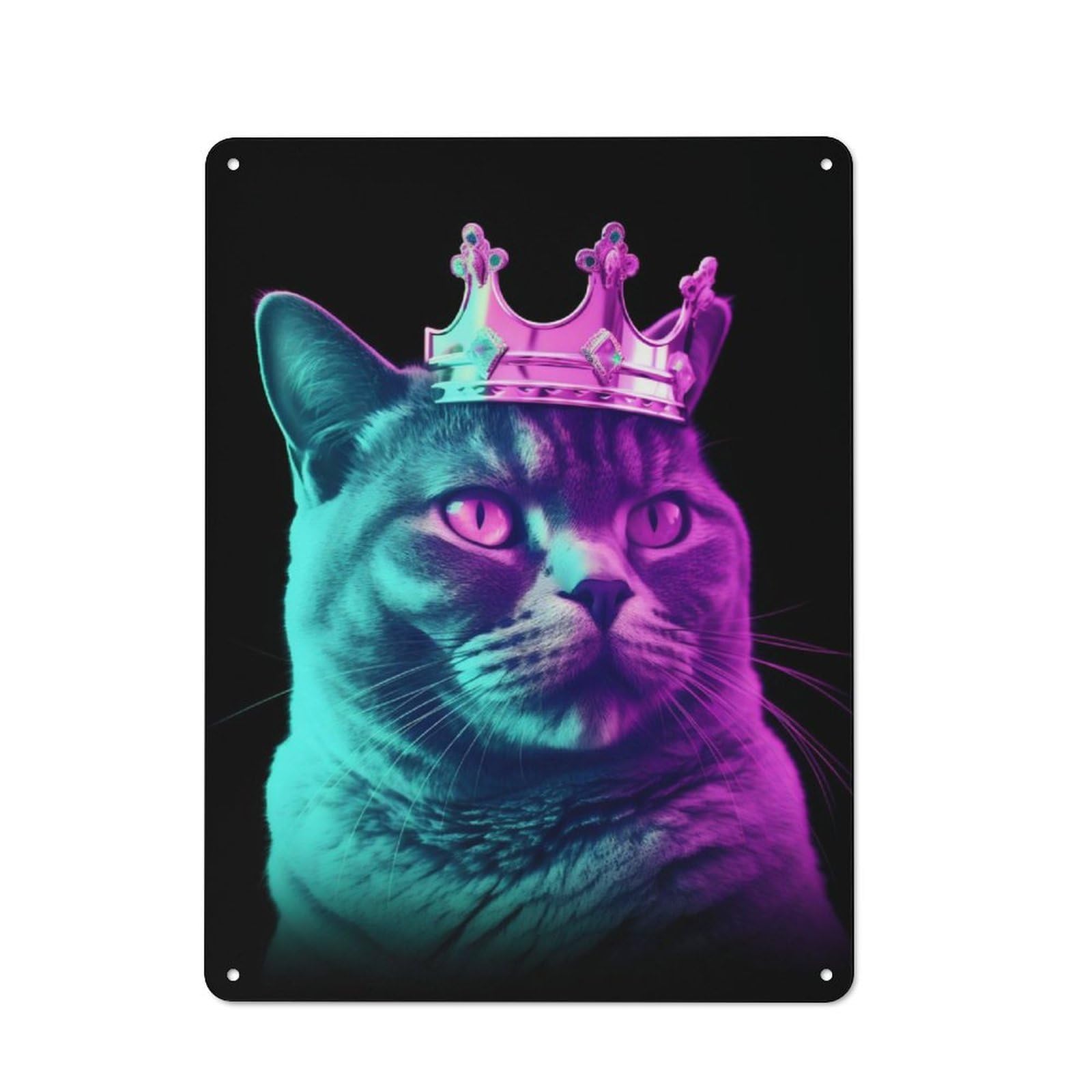 Junmoney Cat King Bistro Style Tin Wall Sign 40X30cm, Shop Wall Decor For Takeaway, Bar, Kitchen Or Counter Area