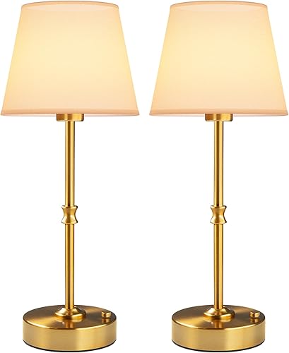 EppieBasic Lámpara de mesa inalámbrica recargable carga rápida y larga duración, luz cálida de 2700 K, lámparas doradas vintage para mujeres ama de