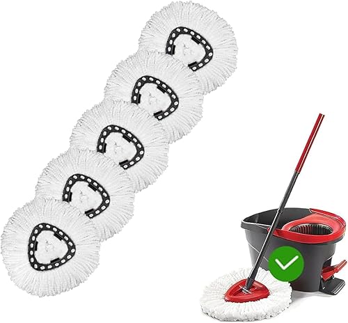 Paquete de 5 unidades de limpieza profunda, lavables a máquina y fáciles de reemplazar, cabezales de repuesto de trapeador, cabezal de repuesto de