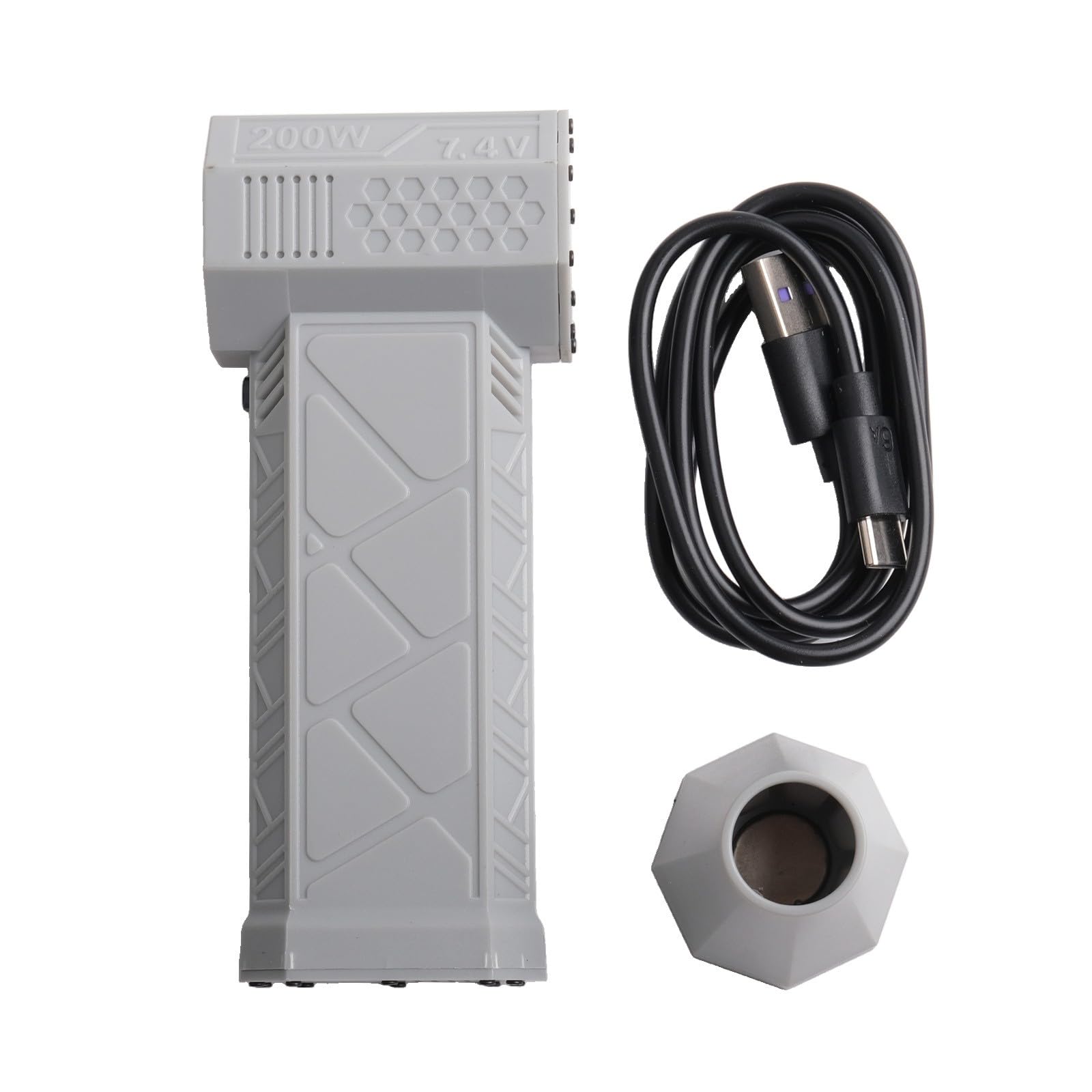 Ventilador turbo portátil con iluminación LED, motor sin escobillas de 130000 rpm, flujo de aire de 52 m/s, batería 21700 x 2, carga rápida, protección contra sobrecalentamiento, diseño