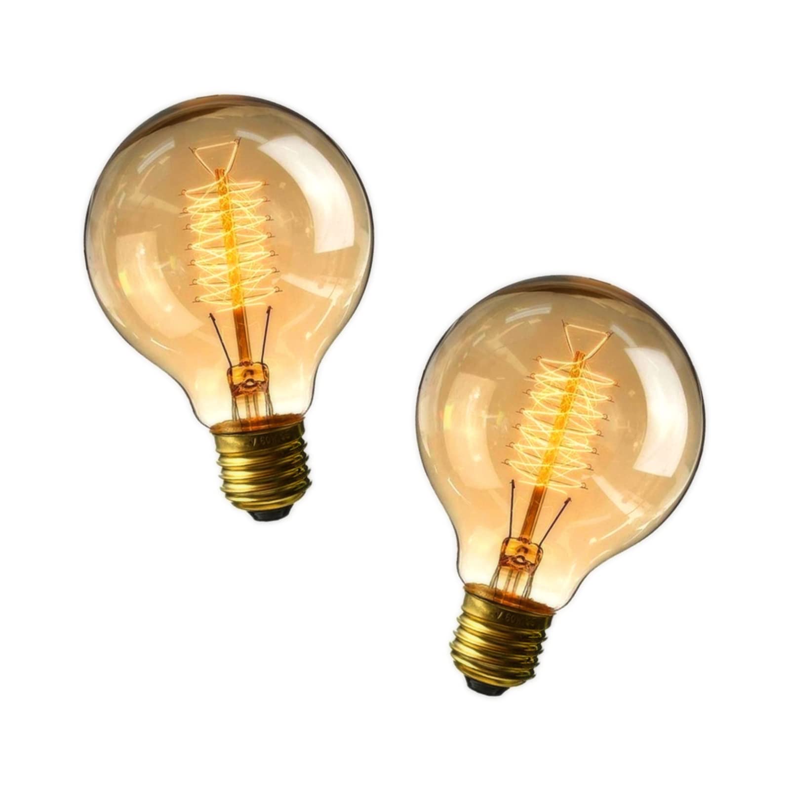 B4U 2 Pack Vintage G80 Light Bulb 40Watt, Dimmable E27 Edison Screw Bulb, Globe Spiral Filament Bulbs 40W, Soft Warm White 2700K