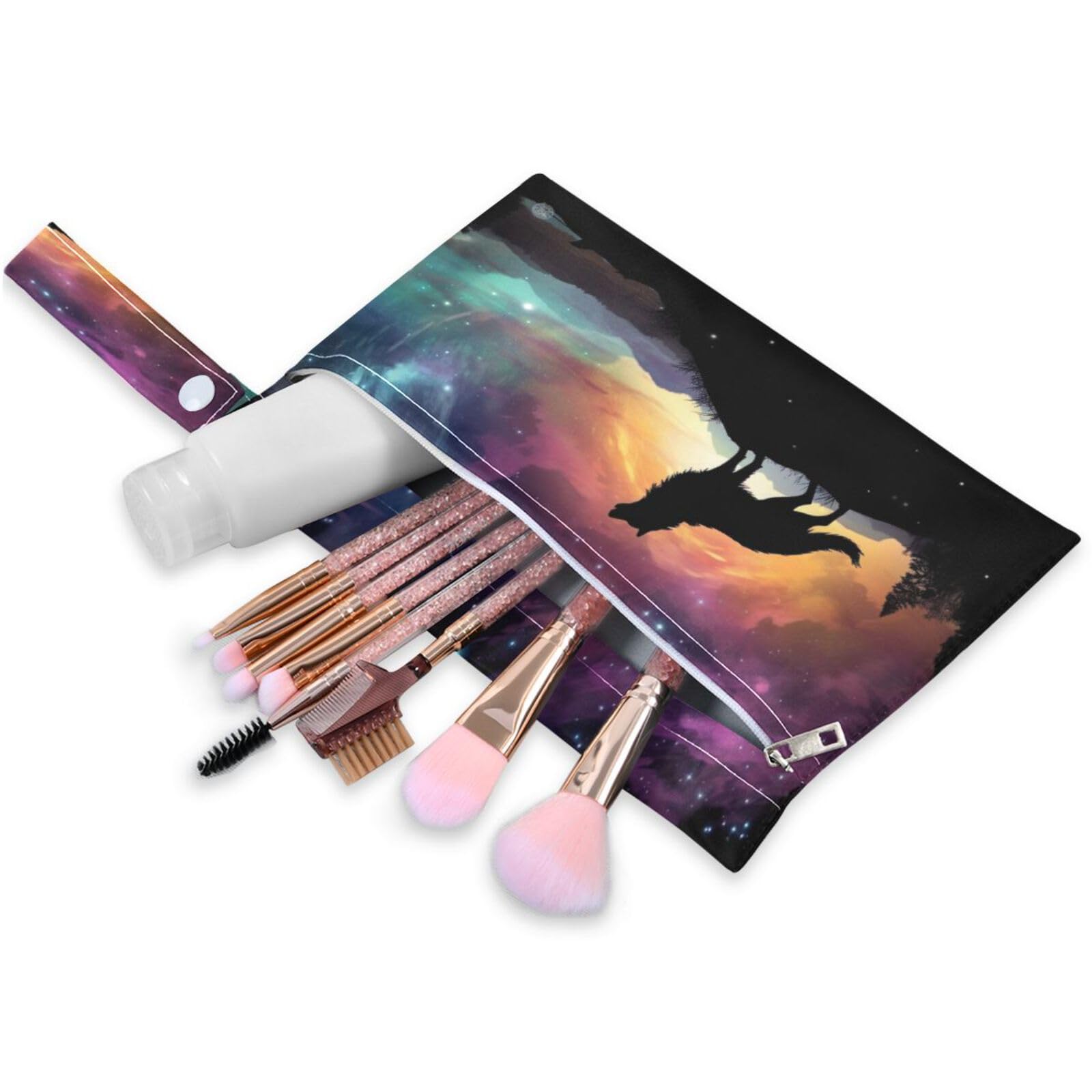 ATTX Dreamscapes Wolf Wet Dry Bags 2-Pack - Reusable Cloth Diaper Storage for Travel, Beach & Gym | Multi-Use Waterproof Bags for Swimsuits, Baby Clothes, Sports Gear#250