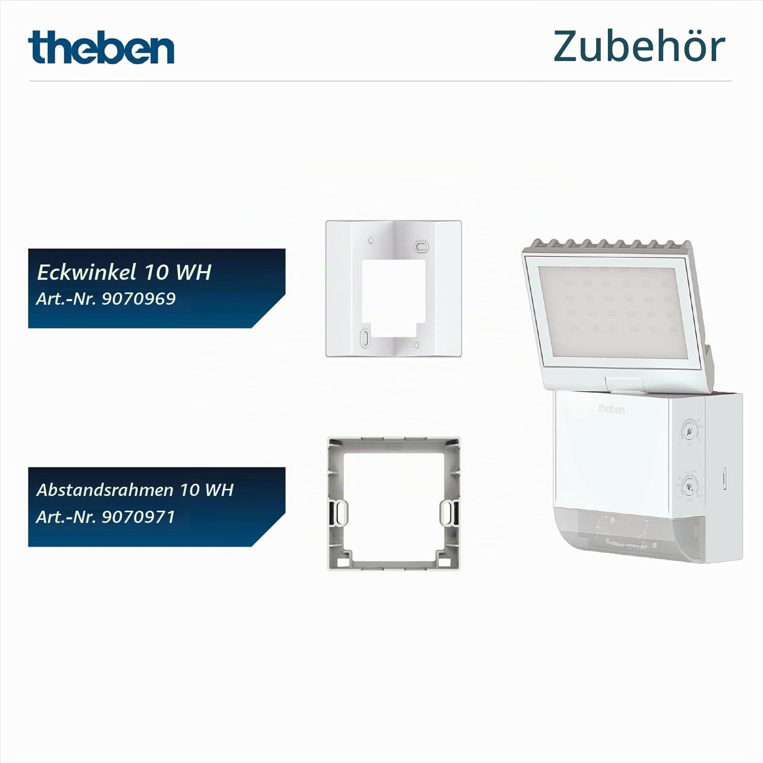 Theben 1020800 theLeda S8-100 WH LED-Strahler 8,5 W Bewegungsmelder weiß | Wandmontage außen, 4000 K neutralweiß, 180° mit 10 m Reichweite, drehbar/schwenkbar, IP55, 900 lm, zusätzlicher Schaltausgang