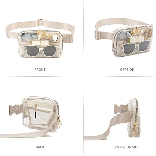 Miniatura 4 de Riñonera transparente aprobada para mujeres y hombres con correa ajustable, resistente al agua, bolsa transparente para viajes, entrenamiento,