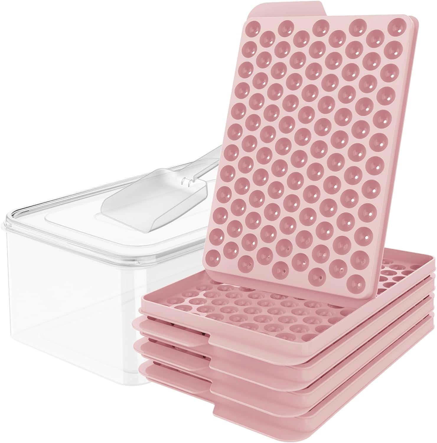 HomeCloud Mini (104x4pc= 416 cubes) Ice Cube Trays - Perfect for Refreshing Chilled Drinks | Complete Set with 4 Packs of Pink Trays, Ice Bin with a Lid and a Scoop -BPA Free (Pink) (B0D25MHLR9) Amazon Price History, Amazon Price Tracker