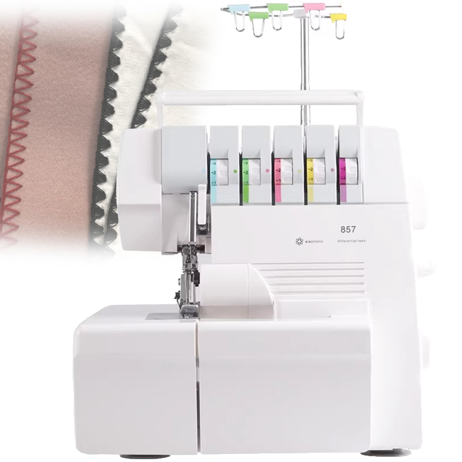GYKOZY Overlocker Serger 2-3-4-5 Stitch Capability, Heavy-Duty Coverstitch Serger with Digital Pressure and Foot Controller, Professional Sewing Machine