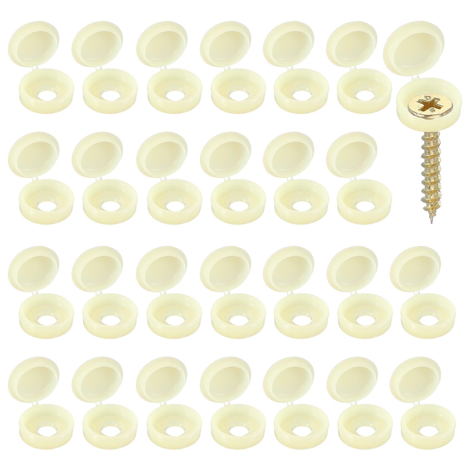 YELARXI Screw Snap Covers, M6 Plastic Hinged Screw Cover Caps Shutter Screws Fold Snap Washer - Fitting for (Windows/Railings/Home Furniture/Cabinets), 6mm & 120 Pack & Beige