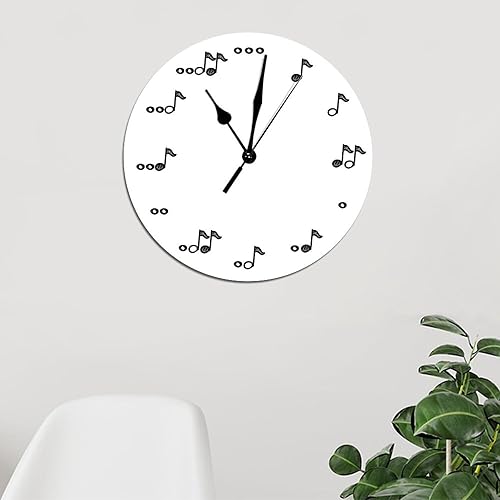 Miniatura 6 de ArogGeld Reloj de pared de PVC de 15 pulgadas, silencioso, sin tictac, cuadrado, con notas musicales, funciona con pilas, moderno, para decoración