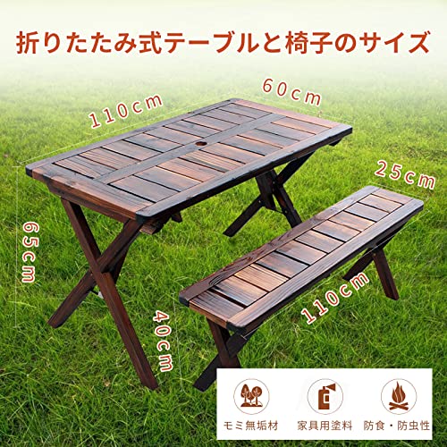 屋外のテーブルと椅子 折りたたみ式テーブルと椅子のセット 折り畳み式 3点セット ピクニックガーデンテーブル ベンチ ガーデンファニチャ―セット ガーデンテーブル チェアー ガーデンファニチャー ガーデンテーブル セット アウトドアテーブル 3点セット テラステーブルとチェア 耐荷重150kg ガーデンテーブルセット 4人用 組立簡単 ガーデンチェア ベランダ（テーブル*1+チェア*2） 2枚目