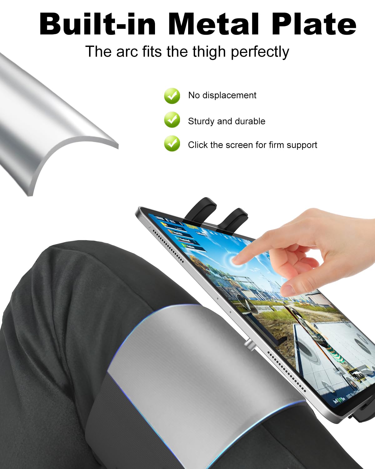 Pilot Kneeboard für iPad, iPhone [Eingebaute Metallplatte] iPad Kniebrett für Piloten, Gitarre, Rollstuhlfahrer, Musiker, Maler, kompatibel mit iPad Pro 12.9, Mini, 4-13 Zoll Tablet Telefon