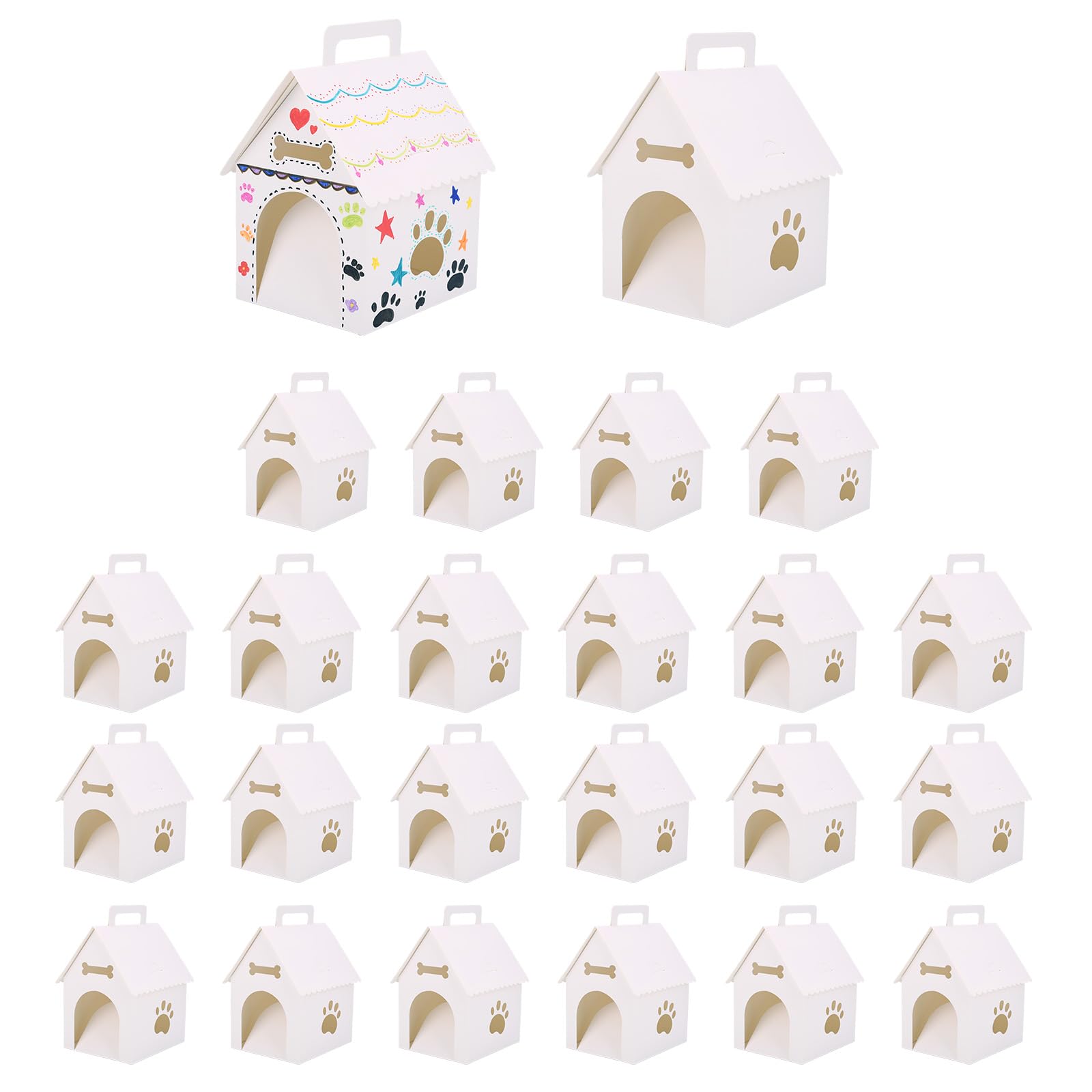 24pcs Large Dog Party Favors Boxes, White DIY Adopt a Puppy Themed Party Boxes Foldable Dog Pet Gift Stuff for Birthday Decorations Supplies & Crafts