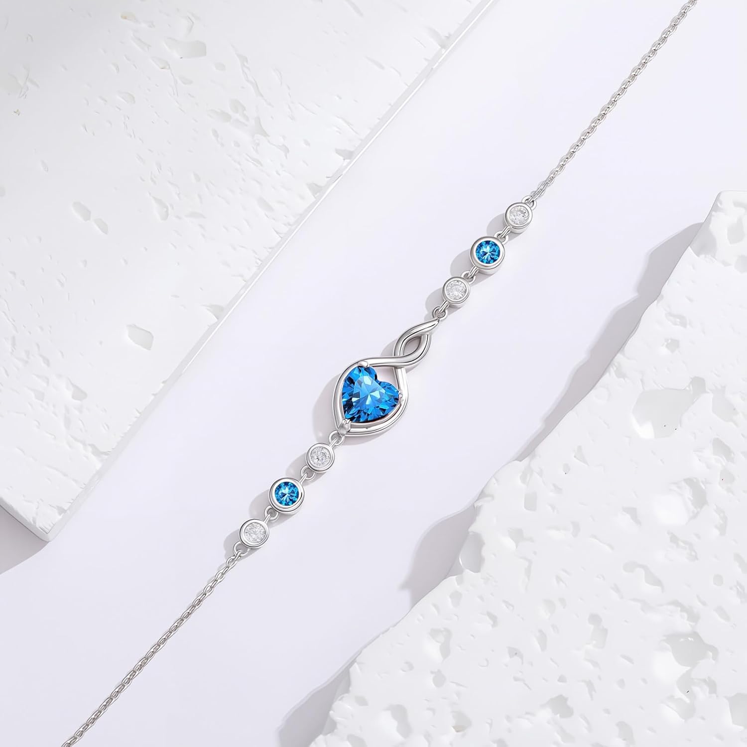 Infinity Birthstone Bracelet 925 Sterling Silver Heart Love Infinity Bracelet Fine Jewelry Anniversary Birthday Gifts for Women Girlfriend Wife Mom - Image 5