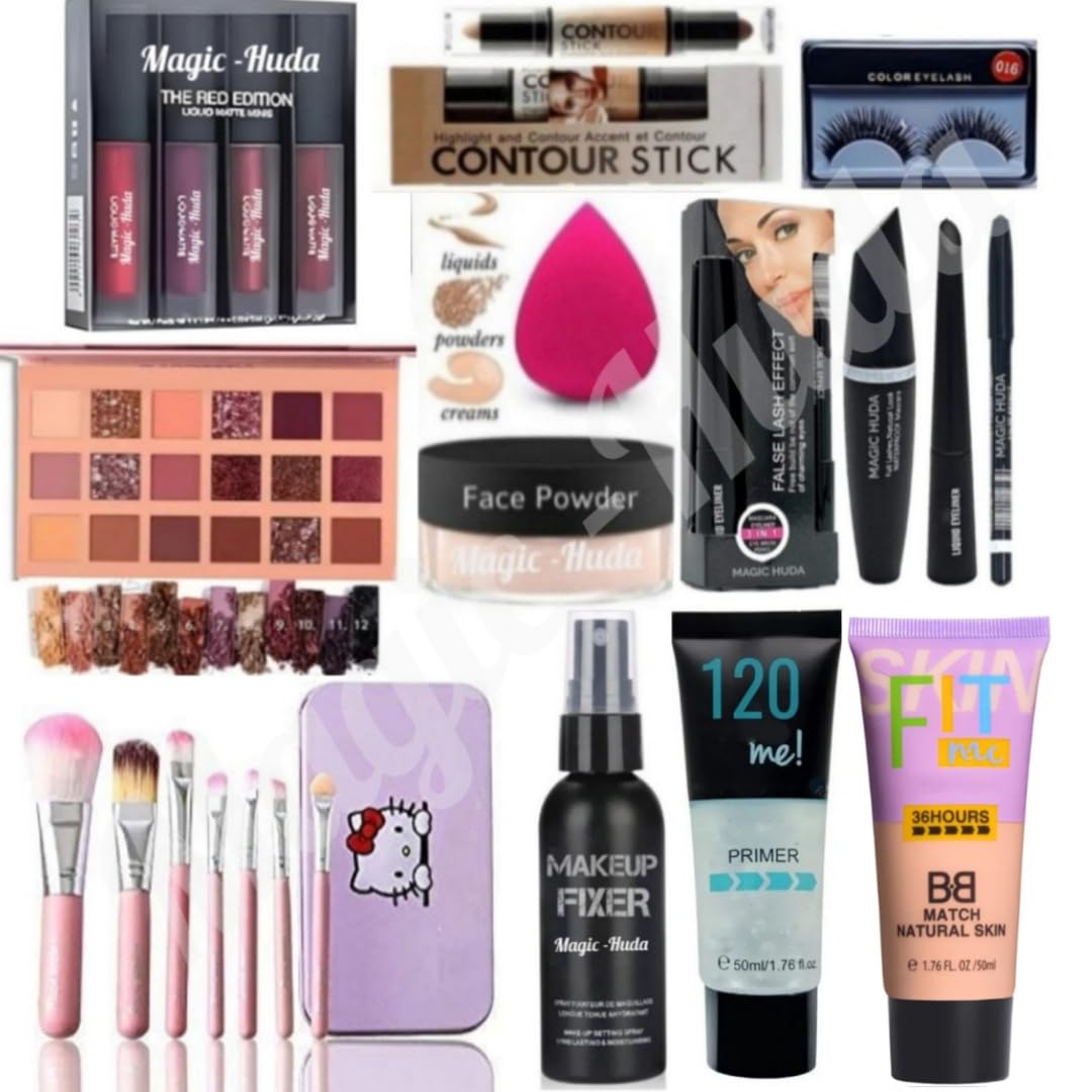 MagicHuda Waterproof Hd Makeup Combo Kit For Women & Girls All Products In 1 Kit Set Of-15-image-4