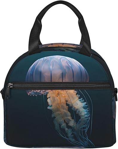 Miniatura 2 de DEHIWI Bolsa de almuerzo de medusas 3D para mujeres y hombres, reutilizable, aislada, lonchera hielera, bolsa de mano para trabajo, picnic y viajes
