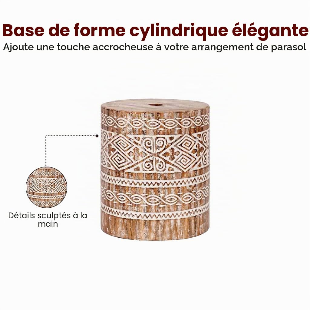 vidaXL Pied de Parasol 23 kg Blanc lavé Bois Massif Cylindrique