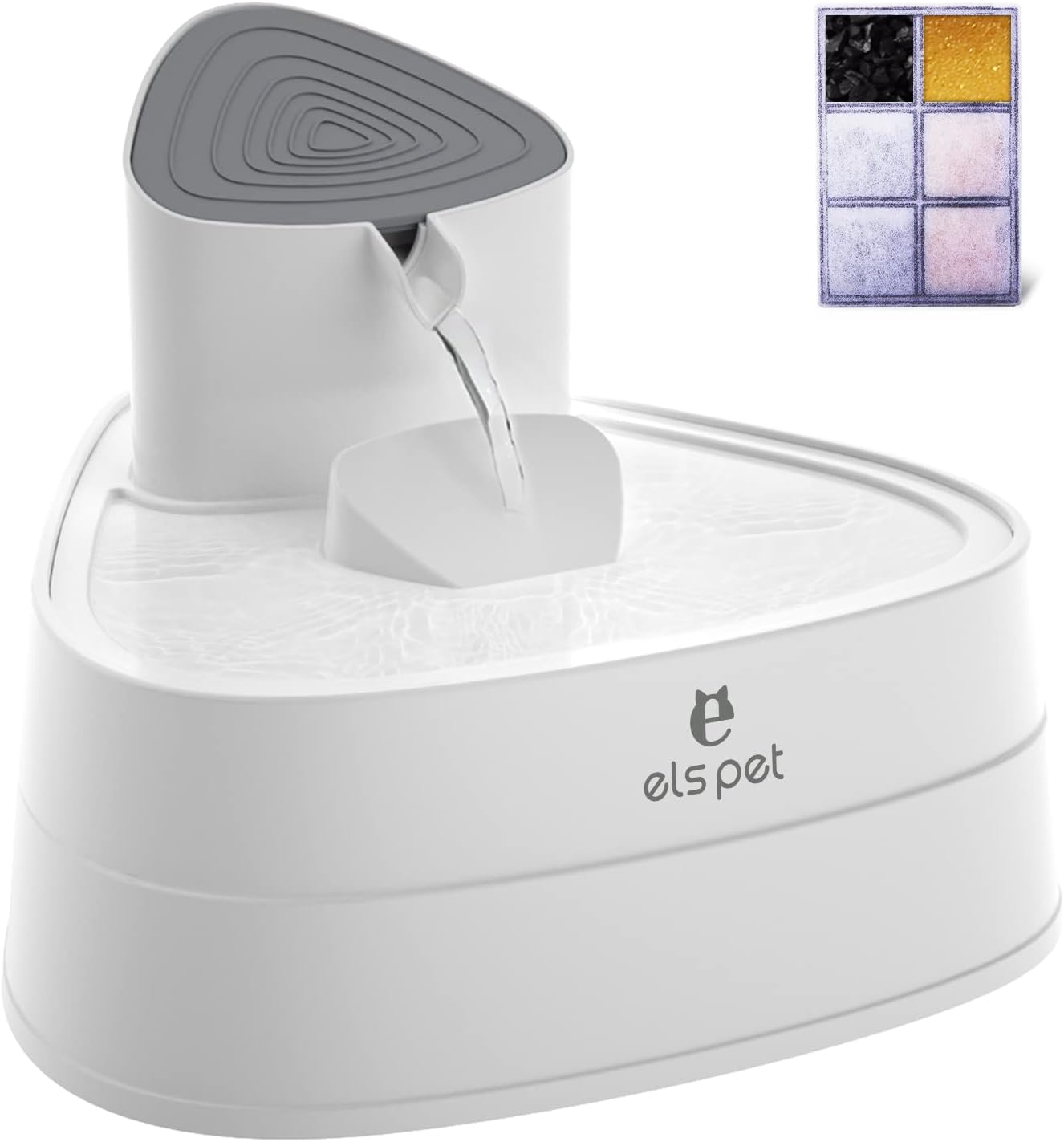 ELS PET Cat Water Fountain, 3L UltraQuiet Pet Drinking Fountain