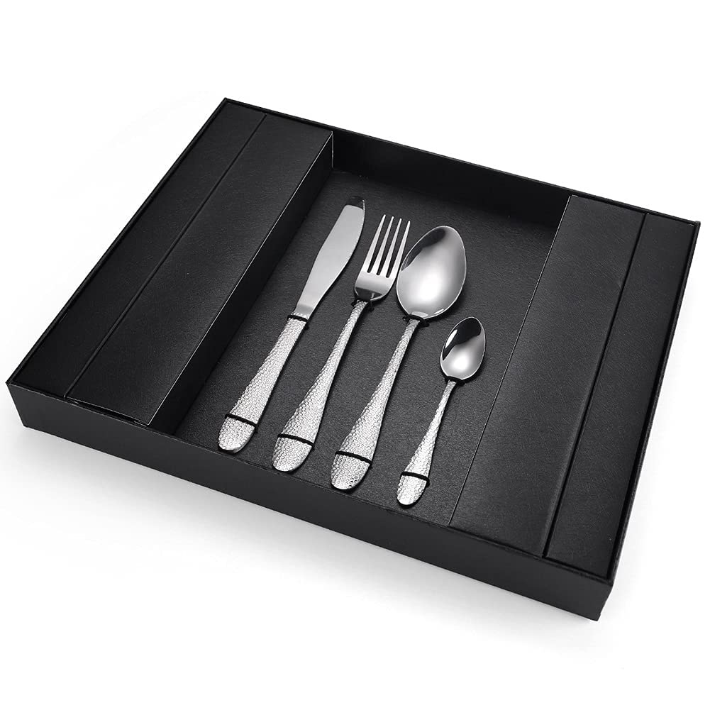 Set di Posate in Acciaio Inox da 32 Pezzi, Servizio per 8 Persone, Posate da Cucina/stoviglie, Cucchiaio, forchetta, Coltello, lucidato a Specchio, Lavabile in lavastoviglie (Argento)