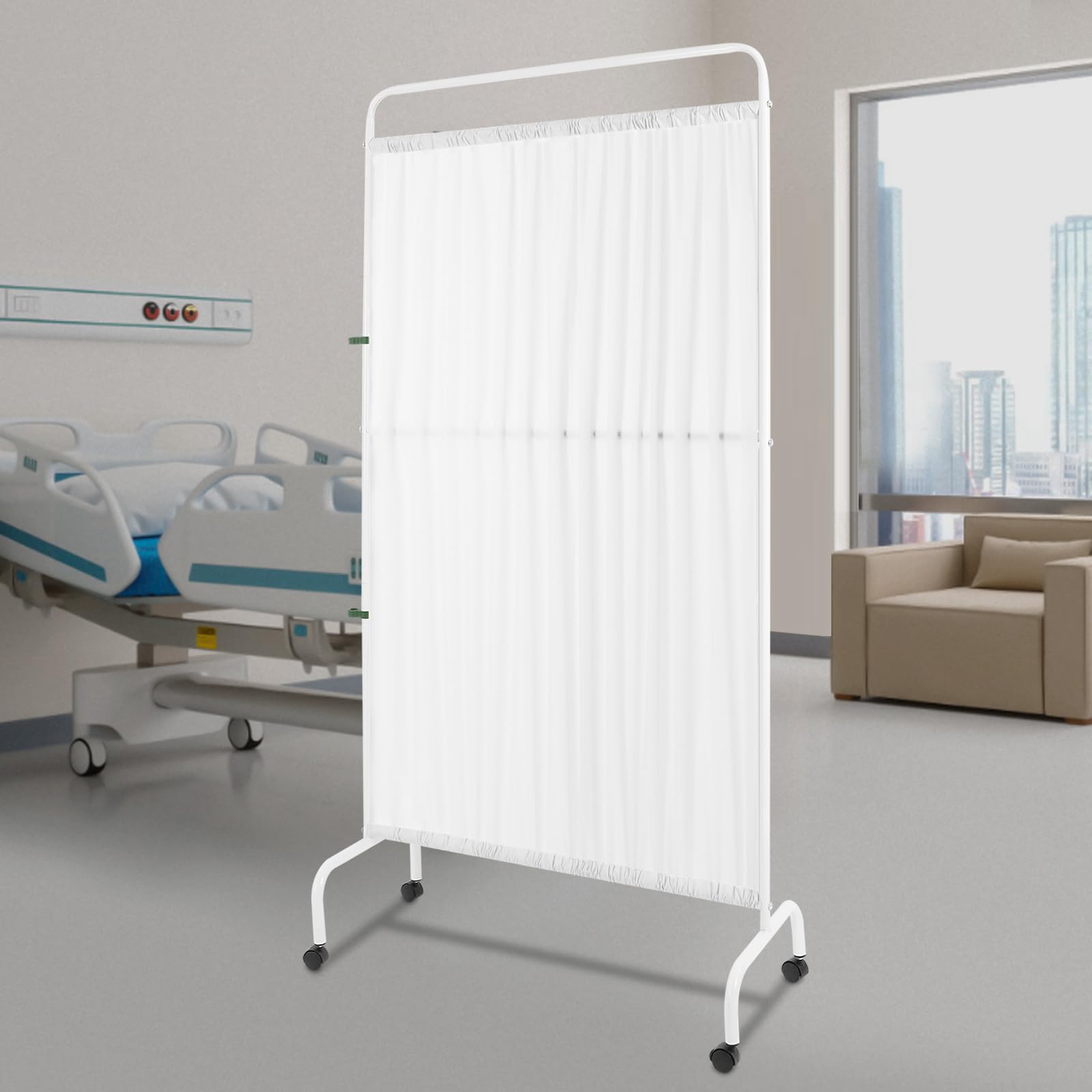 1-Panel Medical Privacy Screen, 3 X 6FT Room Divider with Wheels, Freestanding Rolling Room Panel with Carbon Steel Frame & Oxford Cloth Screen for Hospital, Beauty Salons (White)