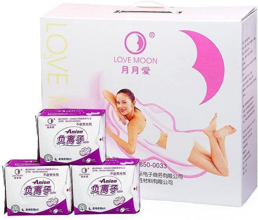 Winalite Lovemoon Sanitary Napkins Overnight Pad Anion Pads WinIon Anion Sanitary Napkins Overnight Pad (16 Packs x 8 Pads)