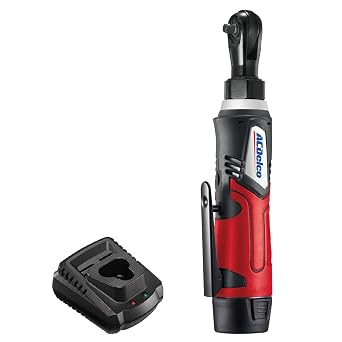 ACDelco ARW1207P G12 Series 12V Cordless Li-ion 1/4 30 ft-lbs. Torque Ratchet Wrench Tool Kit, Red