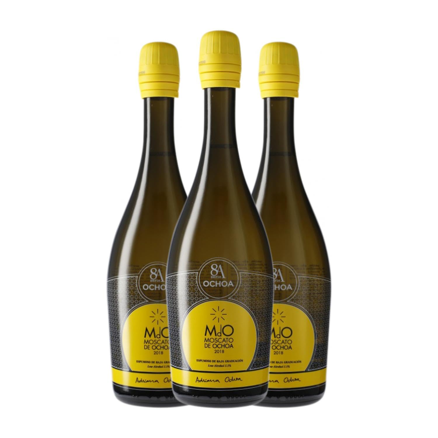 Ochoa 8A Vino de Aguja Moscato 75 cl Espumoso blanco (Caja de 3 Botellas de 75 cl)
