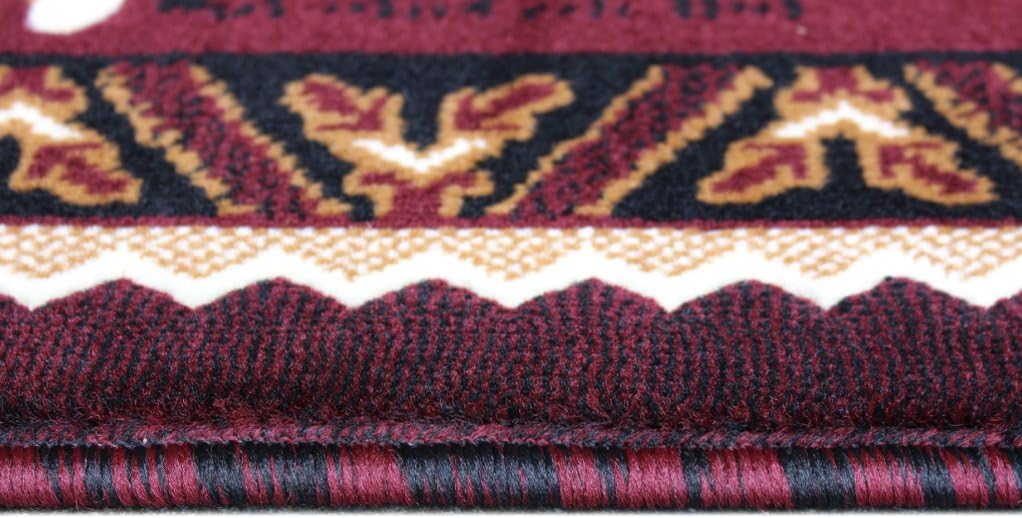 South West Native American Mat Area Rug Burgundy Design 143 (24 Inch X 40 Inch) Mat