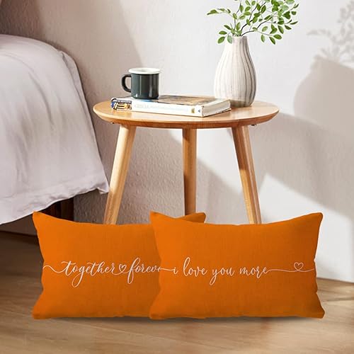 Vista 15 de Juego de 2 fundas de almohada lumbar con texto en inglés "I Love You More Together Forever", regalo para parejas, aniversario, boda, compromiso, día