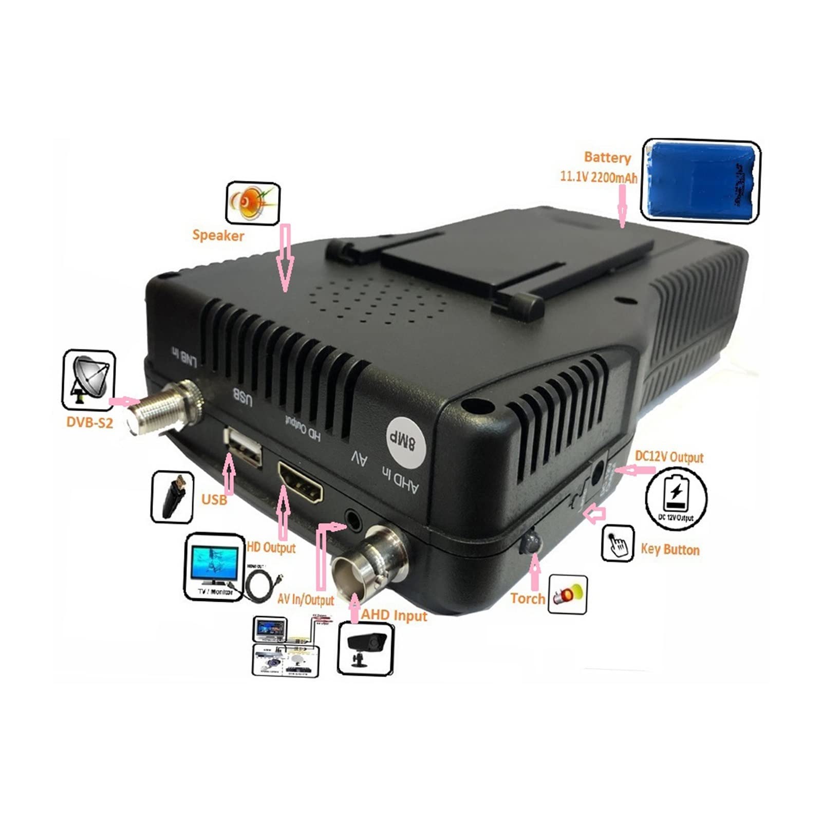 Buscador de SatéLite, KPT-266ST+ plus AHD DVB-S2 T2 -C Medidor de buscador de satélite HD Receptor de TV por satélite Análisis de espectro KPT-717ST(KPT-266ST)