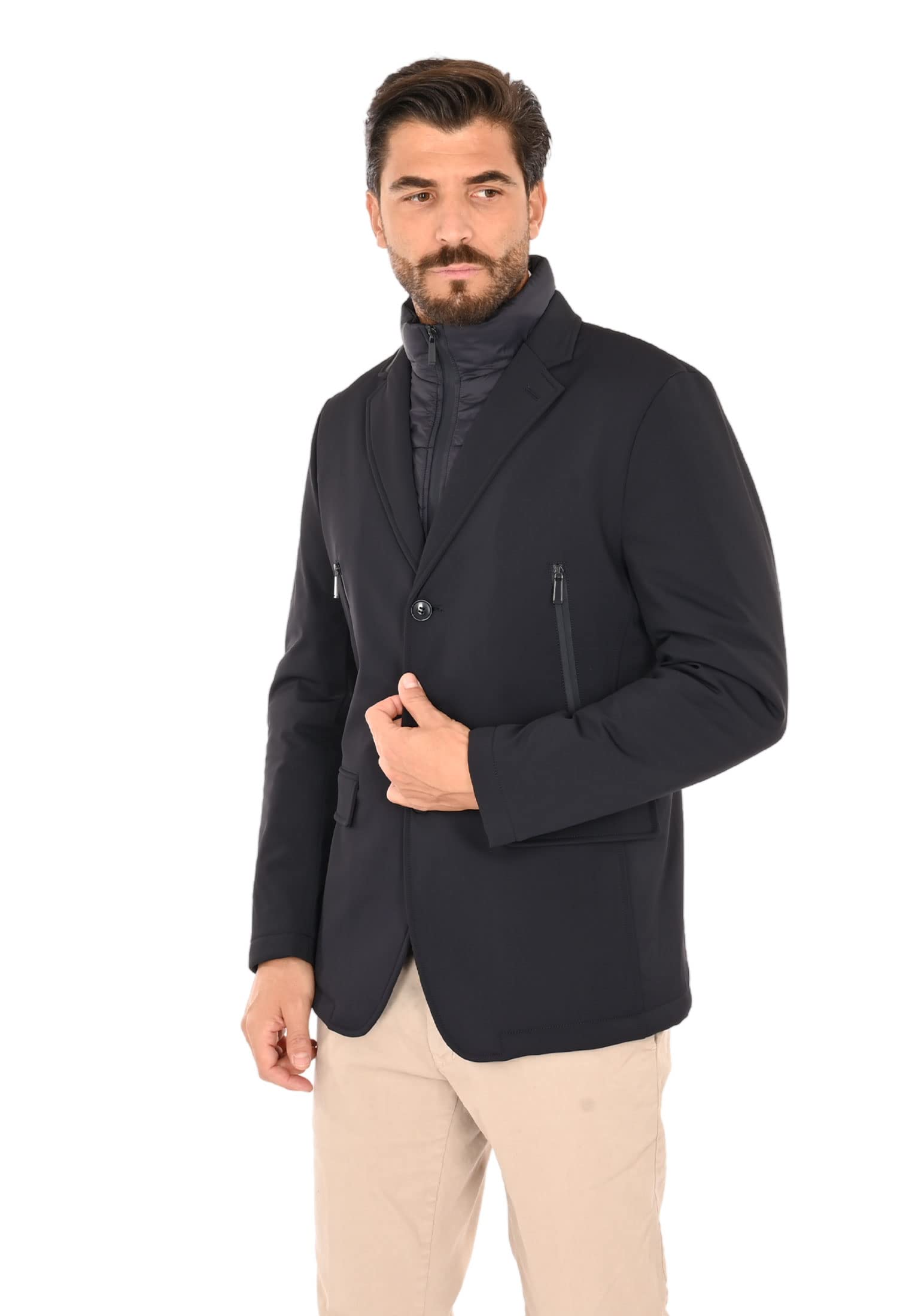 Giacca Uomo Invernale Elegante Giubbotto Tecnico Imbottito Con Pettorina