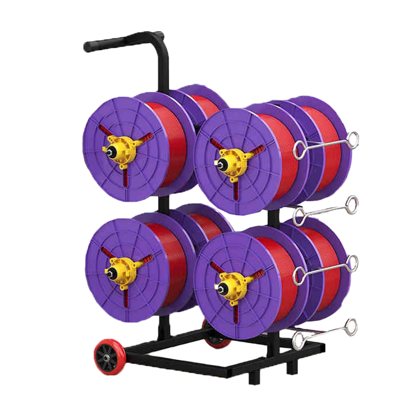 ZFUCMAYL Wire Spool Rack,4/6/8 Reel Transportable Cable Caddy with Wheels,Reel Holder/Dispenser,Independent Bearing for Wire Pullers and Duct Reels(8 Reel)