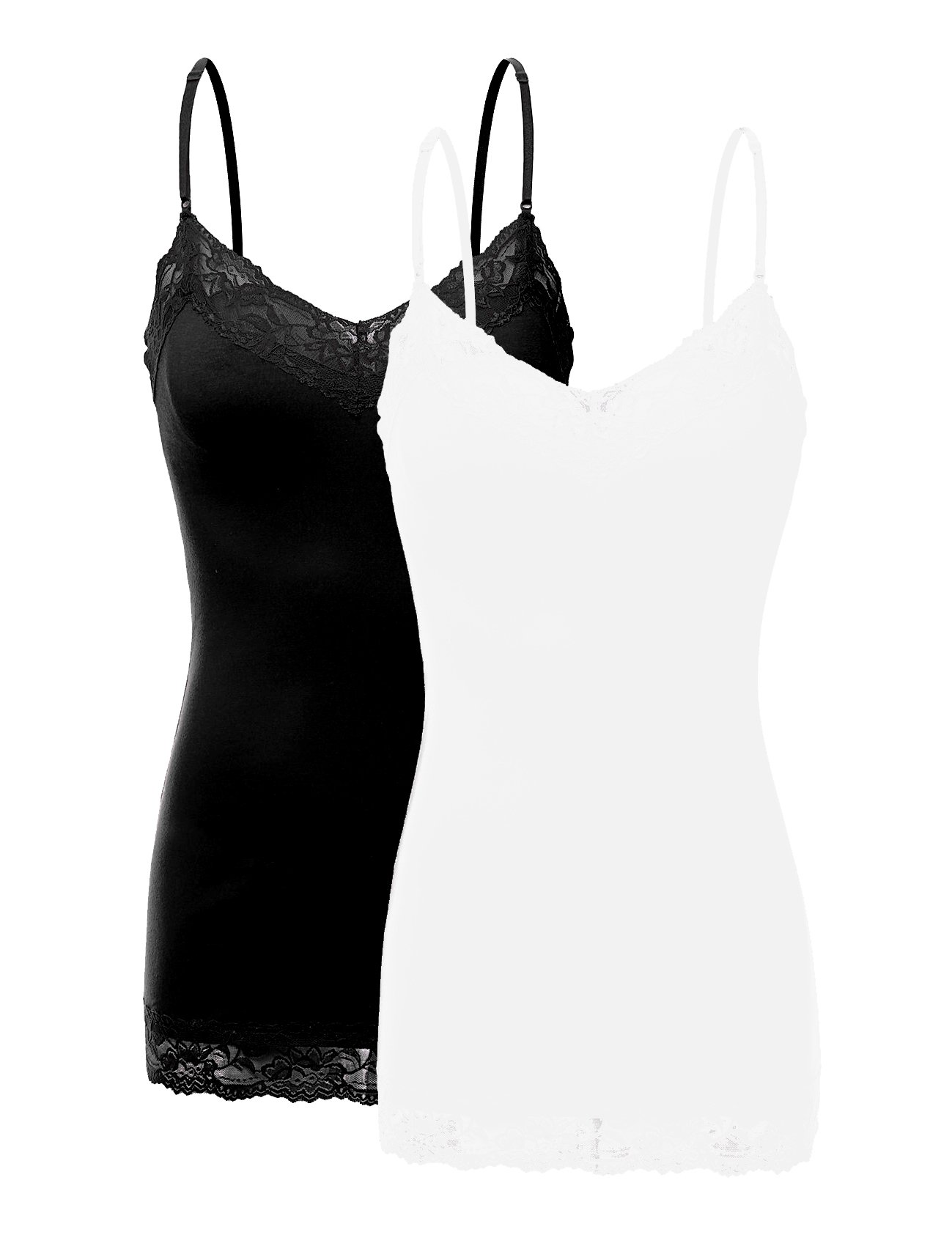Bozzolo2 or 4 Pack Women's Junior and Plus Adjustable Spaghetti Strap Lace Tank Top