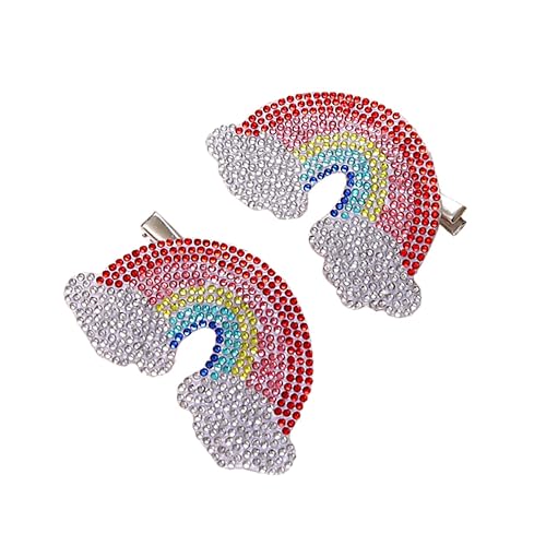 FRCOLOR Clip de pelo arco iris, 2 unidades, accesorios para el cabello de arco iris para niñas y mujeres, pasadores de pelo lindos sin pasadores