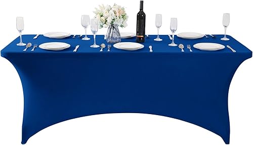 Miniatura 10 de Mantel de elastano impermeable para mesa de 4 pies, universal, elástico, para fiestas, banquetes, bodas y eventos, color negro