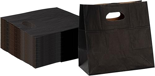 Bag Tek Rectangle Paper Take Out Bag - with Handles - 11" x 7" x 11" - 100 count box
