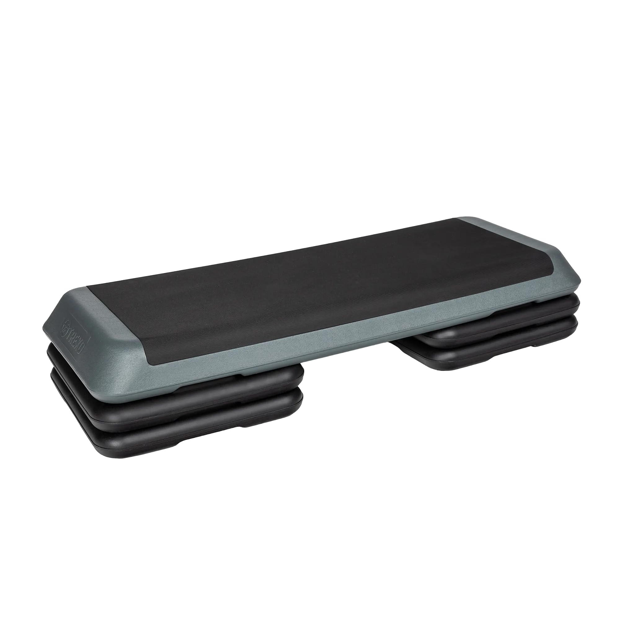 TREXO Step do Aerobiku 109 x 41 cm | Regulacja Wysokości 10-15-20 cm, Wytrzymały Materiał | Platforma do Ćwiczeń Cardio i Fitness do 250 kg | Szary | TRX-AS01