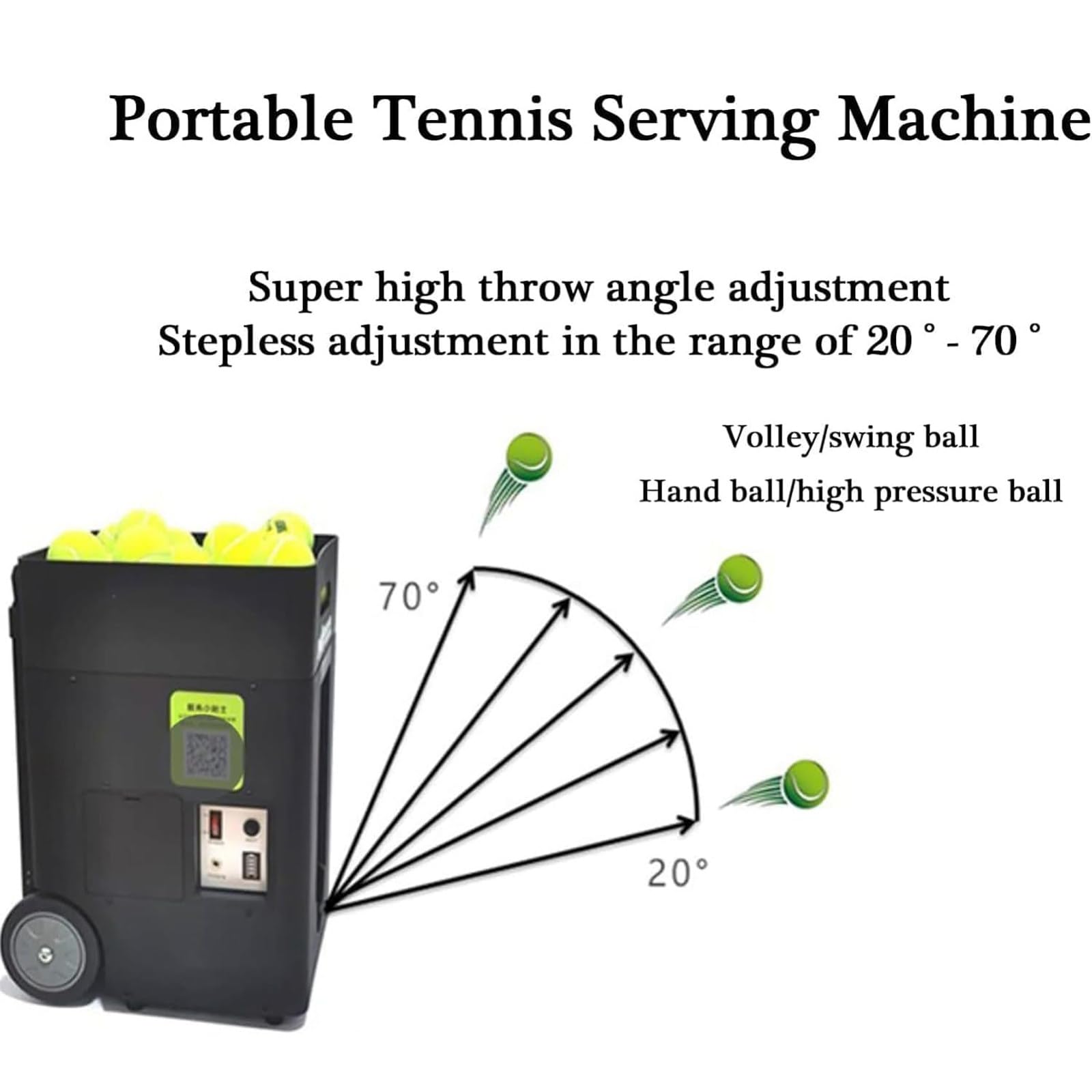 Machine De Balle De Tennis Portable, Machine D'entraînement/Lanceur/équipement pour La Pratique Quotidienne, Angle De Lancement Réglable, 50 Balles, pour Débutants, Entraînement en Solo