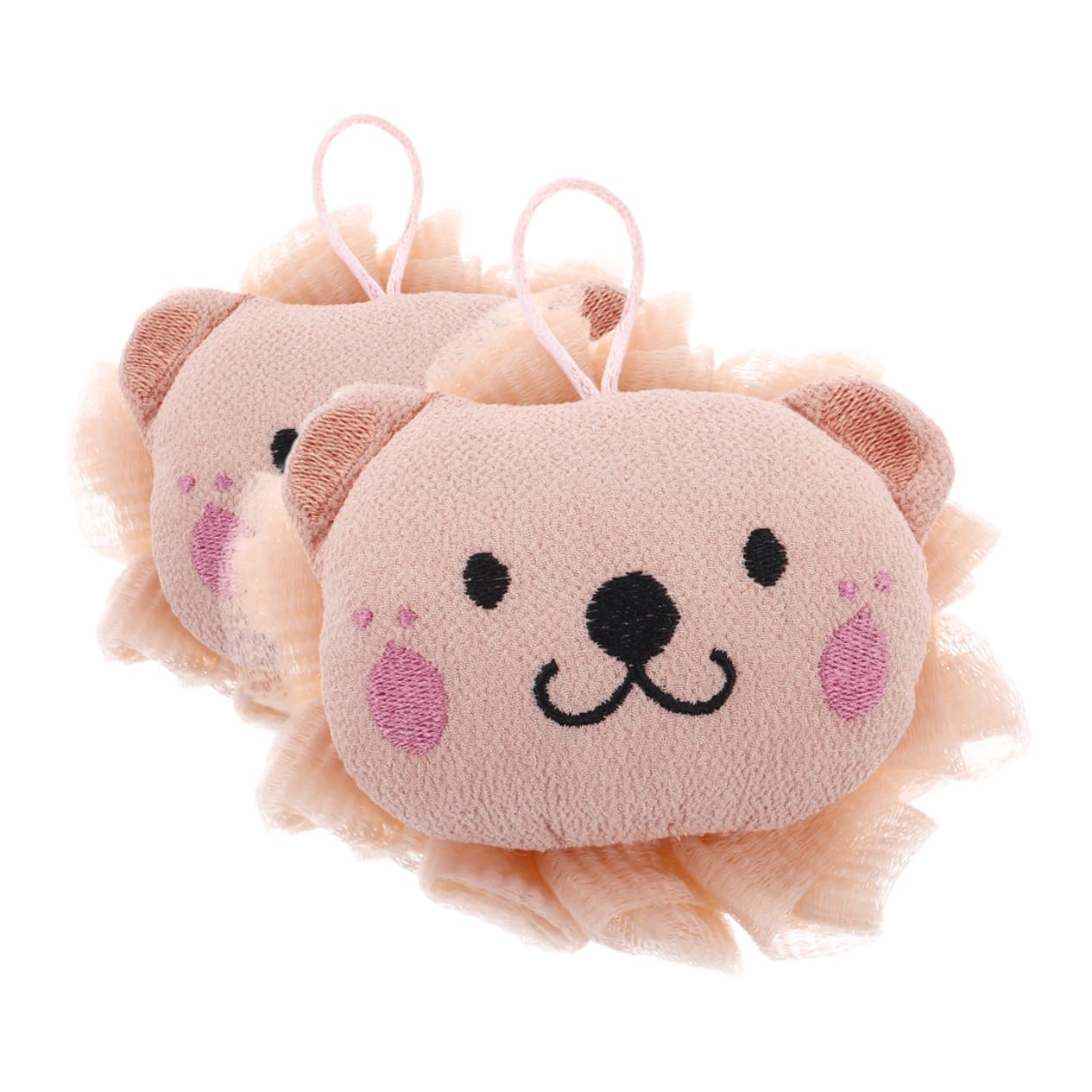 NULYLU 2pcs Cute Lion Bath Loofahs for Durable Cartoon Sponge Body Scrubber Easy to Use Mesh Shower Balls for Boys