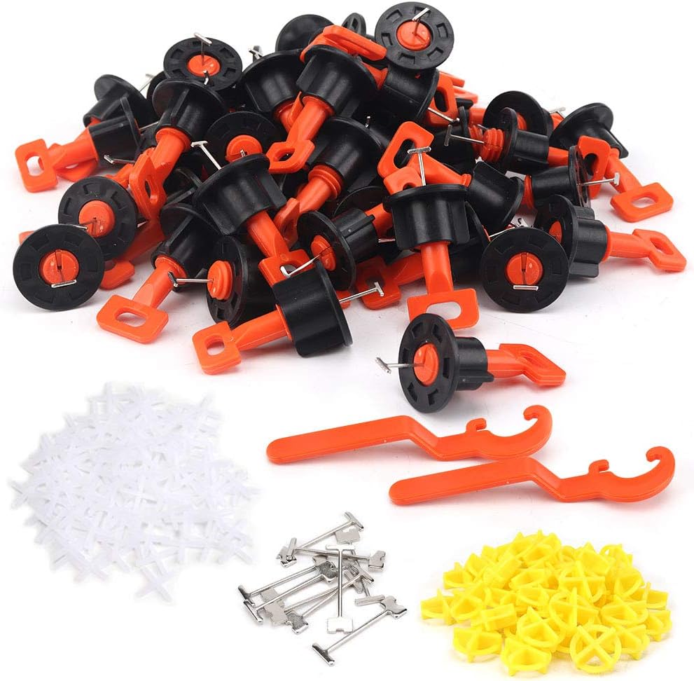 662Pcs Tile Leveling System Kit Reusable, T Lock Tile Leveling System Updated Reusable Tile Spacers with Bubble Level Head Anti-lippage Tile Installation Tools Tile Leveler 2 mm