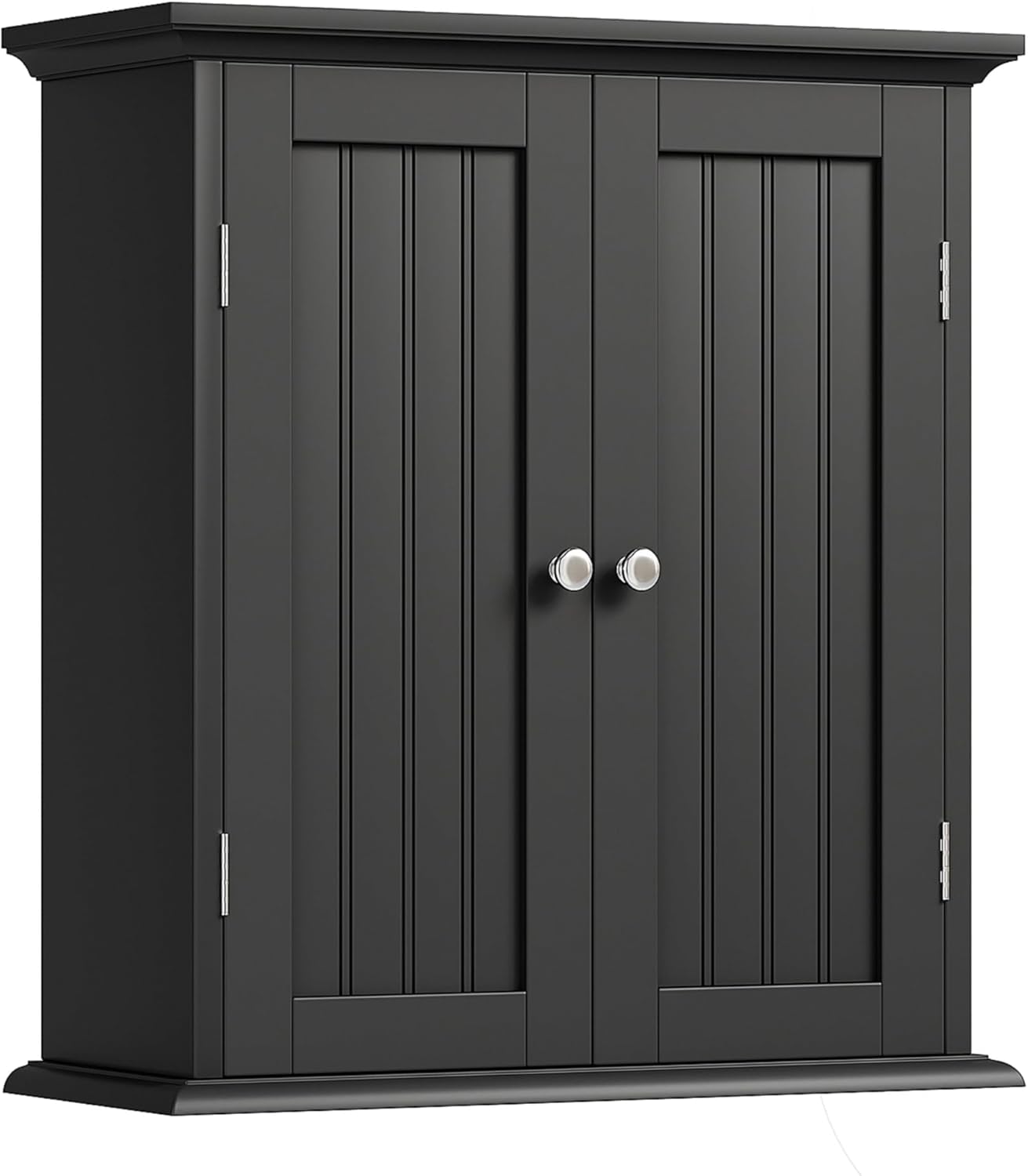ChooChoo Black Bathroom Wall Cabinet Over Toilet - Space Saver Medicine Cabinet with 2 Doors & Adjustable Shelves