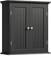 ChooChoo Black Bathroom Wall Cabinet Over Toilet - Space Saver Medicine Cabinet with 2 Doors & Adjustable Shelves