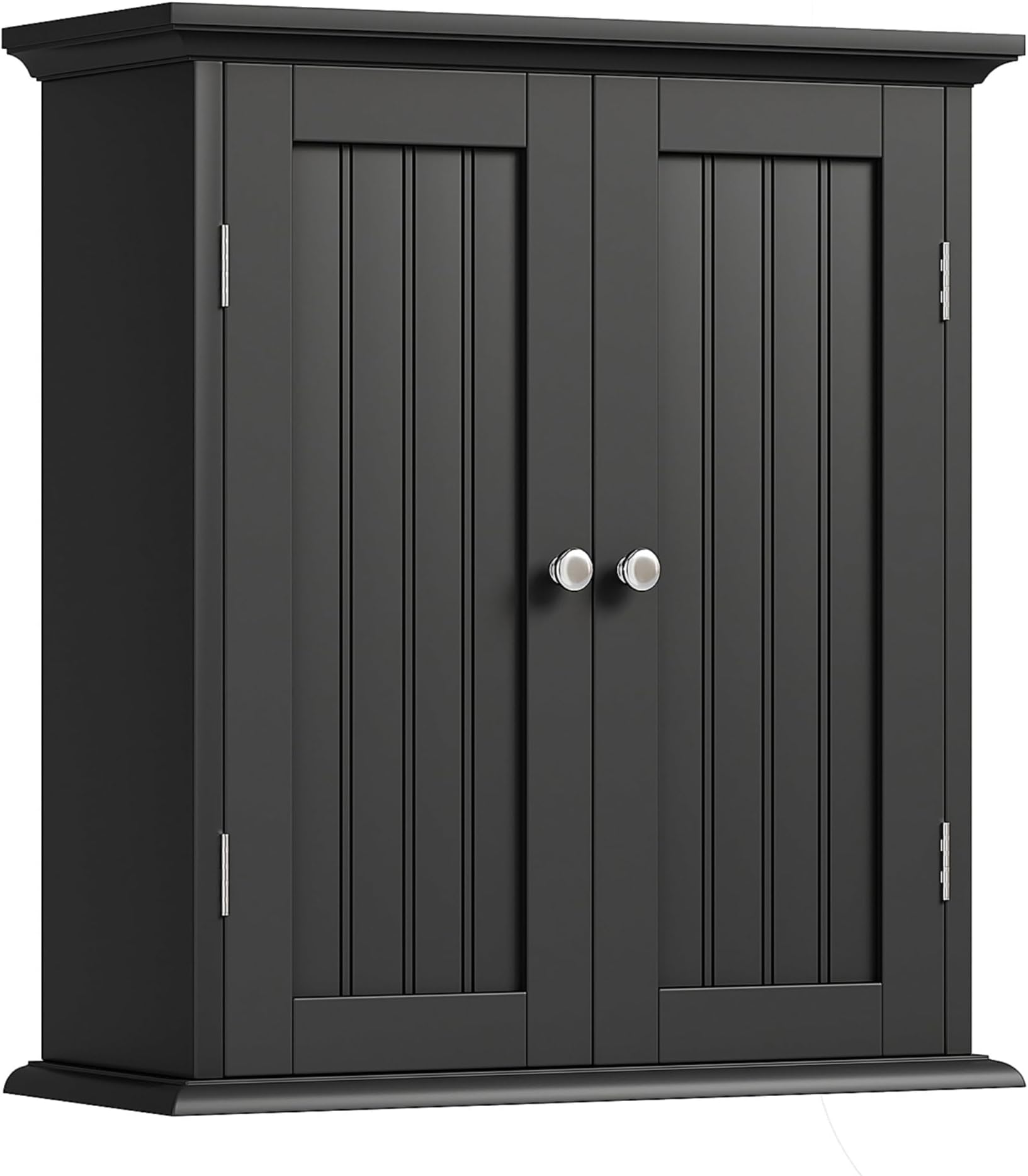 ChooChoo Bathroom Wall Cabinet, Over The Toilet Space Saver Storage Cabinet, Medicine Cabinet with 2 Door and Adjustable Shelves, Cupboard, Black