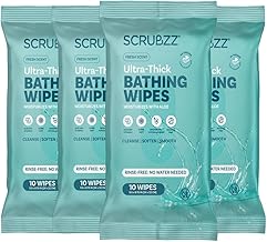Extra Large Bath Wipes for Adults No Rinse - 40 Disposable Body Cleansing Cloths for Men, Women & Elderly - Great for Gym, Camping, Post Surgery
