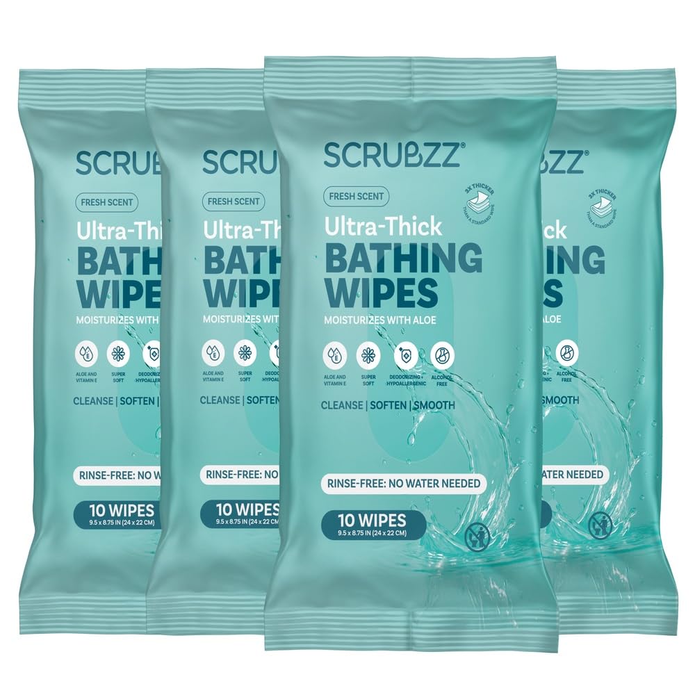 Extra Large Bath Wipes for Adults No Rinse - 40 Disposable Body Cleansing Cloths for Men, Women  Elderly - Great for Gym, Camping, Post Surgery : Health  Household