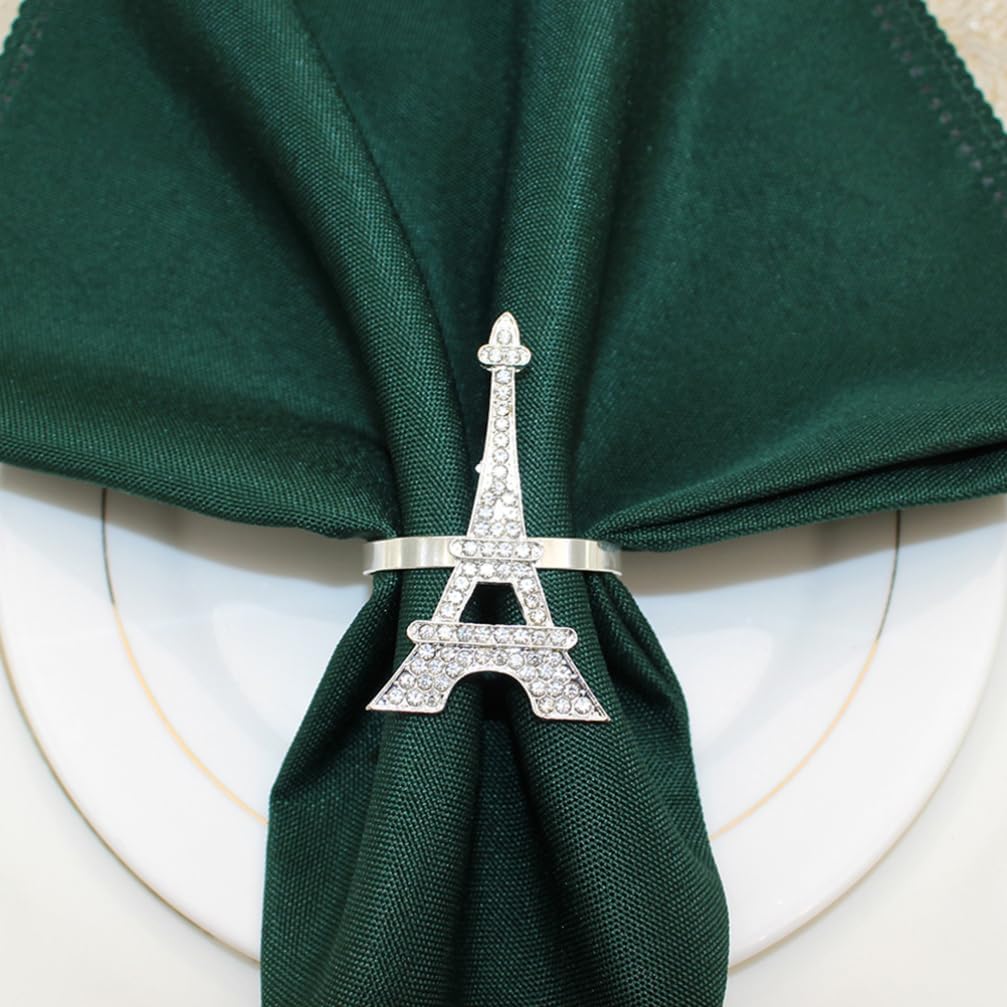 Amosfun Eiffel Tower Napkin Rings 4 Pack Decorative Serviette Buckles for Table Settings Reusable Napkin Holders for Family Gatherings Hotels Restaurants Bars Party Dinner Supplies image 2