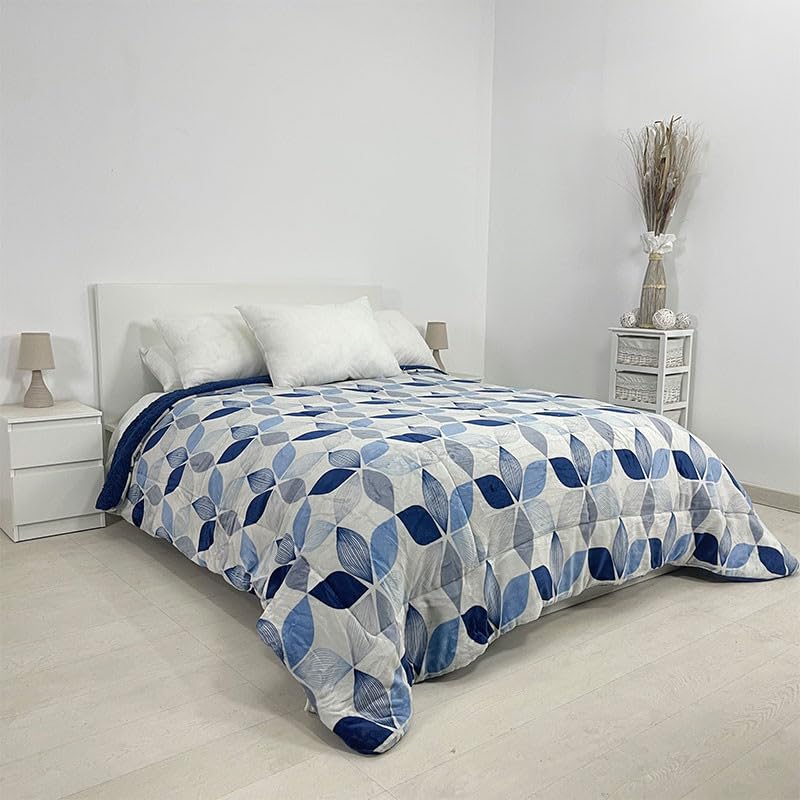 Rufino Díaz Edredón Acolchado Coralina Sherpa 500 Gr Hojas - Azul, 135 cm