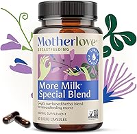 Vista 4 de Motherlove More Milk Mezcla Especial (60 cápsulas líquidas) Suplemento herbal para la lactancia con ruda cabruna para desarrollar tejido mamario